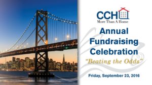 Cover of invitation to 2016 Annual Fundraising Celebration, with image of bridge on left side